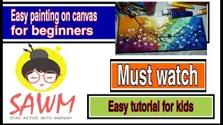 How to start painting on canvas with acrylic step by step/ easy painting on canvas for beginners