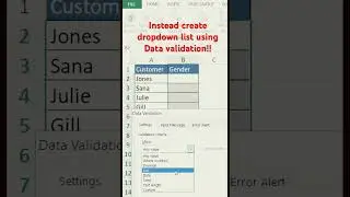 Dropdown list in Excel | #excel #exceltips #shorts #shortvideos #yshorts #youtubeshorts