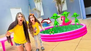 OS ALIENÍGENAS FIZERAM UMA PISCINA VERDE NA MINHA CASA!!