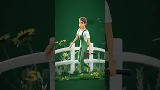 C4D | 5k man walk | green flowers hires | Animated character