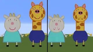 Front view of Peppa Pig characters V2/V3 in Minecraft