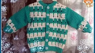 Кофточка с котятами ( крючок) Часть 2 - Crocheted children's jacket