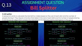 Resturent bill calculator  assignment question no. 13 || using html css and javascript.