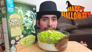ASMR CRUNCHY HALLOWEEN 🎃 APPLE CARAMEL BREAKFAST CEREAL MUKBANG EATING SHOW