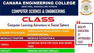 VTU ADP (18CS55) Python Programming: Working with PDF and WORD files (M5 L4)