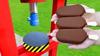 EXPERIMENT HYDRAULIC PRESS VS ICE CREAM