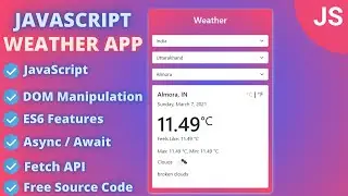 City Weather Application in JavaScript |  JavaScript Project For Beginners with Source Code (Hindi)