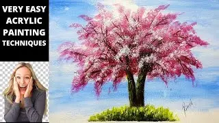 Very Easy Acrylic Color Drawing Techniques | One Stroke Acrylic Color Flower Drawing