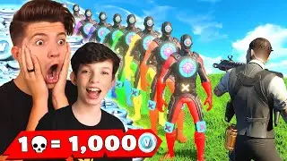 1 Elimination = 1,000 VBucks with My Little Brother! (Fortnite Chapter 2)