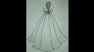 how to draw beautiful dress - step by step Pencil Sketch for beginners|| beautiful dress