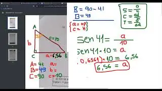 Encontrar lados y ángulos desconocidos de un triangulo Rectángulo con funciones trigonometricas