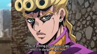 Abbacchio touches Giorno's chest