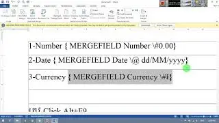 Format Number Date Currency in Ms Word With Mail Merge from Excel