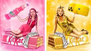 Sfida Ragazza Oro contro Ragazza Rosa! Tutto di un Solo Colore per Tutto il Giorno!