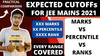 EXPECTED CUTOFF JEE MAINS 2021 | MARKS VS PERCENTILE VS RANKS | PRACTICAL COMPARISON
