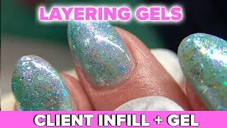 WE NEED TO TALK ‼️ Client Set - Short OVAL Acrylic Nails Design 💜 Teal Glittwr nails