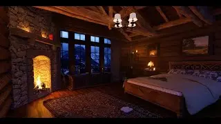 3Hrs Rain and Fireplace sounds  A Cozy cabin in The mountains