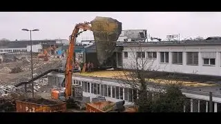 Excavator demolition at the airport in Düsseldorf