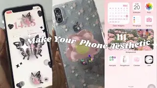 Make Your Phone Aesthetic || Iphone Xs❕🫧🌷🩰 custom ios 16 and cute case🫶🏻