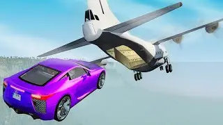 Vehicles Jumping into Open Cargo Plane Mid-Air - BeamNG.drive