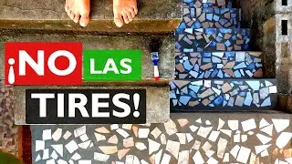 ♻️ Como RECICLAR AZULEJOS FÁCIL ✅ MOSAICO ESCALERA |  MOSAICO CERAMICA 🧱 MOSAICO DECORATIVO.