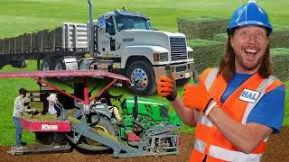 Tractors, Mowing, Trucks, and Forklifts on the SOD Farm | Handyman Hal learns about Sod Farming