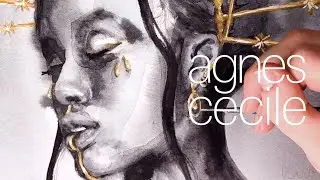 watercolor painting (no sped up) - black sun goddess