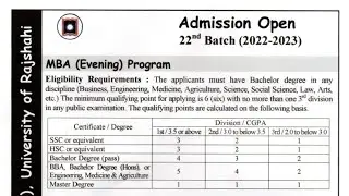 Evening MBA Program | Admission Circular 2022-23 | IBA RU