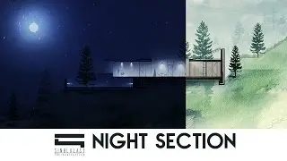 Day to Night Section Rendering - Photoshop Architecture