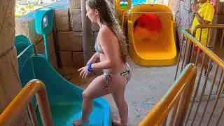 Waterslides at Orka World Waterpark in Fethiye, Muğla, Turkey