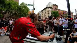Marc Rebillet live from a corner in Brooklyn, woman came to the mic spitting