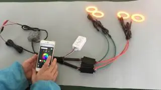 Led halo ring chasing rgb color + amber turn signal . smartphone app control