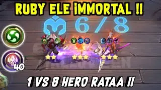 RUBY IMMORTAL ELE YUKI 3 !! 1 VS 8 HERO RATAA COY !! MAGIC CHESS MOBILE LEGENDS