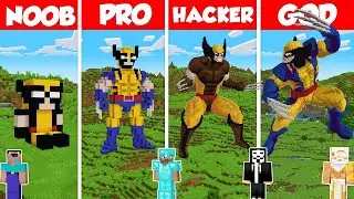 Wolverine Statue Build Battle Challenge - Noob vs Pro vs Hacker vs God - Minecraft Animation