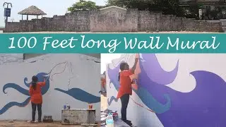 I Painted a 100 feet long Wall Mural at the beach | Street Art