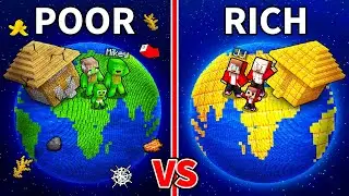 JJ and Mikey: POOR vs RICH Planet Family Battle in Minecraft - Maizen