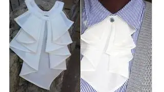 How to Cut and Sew a TRENDY JABOT COLLAR | Easy DIY Ruffle Neckline Step-by-Step