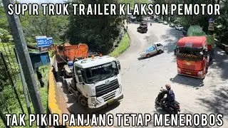 Supir Truk Trailer Klakson Pemotor, Tak Pikir Panjang Tetap Menerobos di Sitinjau Lauik
