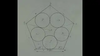 How to draw five equal circles inside a pentagon touching one side and other two circles.