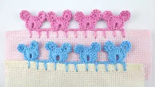 TEDDY BEAR CROCHET BORDER UNIQUE ROW IN CROCHET
