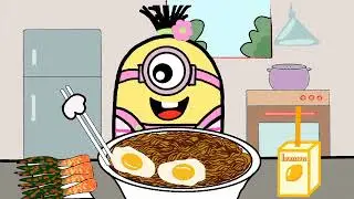 Bibi blackbean noodles mukbang animation🍜