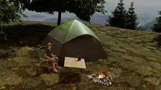 Blender 3d. Горы, палатка, эхо