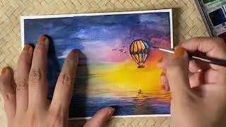 Hot Air balloon Watercolour Painting