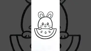 cute bunny drawing, #watermelondrawing, #shorts, #rabbitdrawing, #drawing..