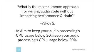 Optimizing audio code for performance and power consumption.