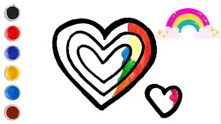 Drawing & Coloring 🌈 ♥ Rainbow heart for kids and toddlers. #drawing