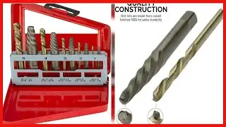 NEIKO 01925A Screw Extractor and Left Hand Drill Bit Set | 10 Pc, HSS M2 Steel Drill Bits