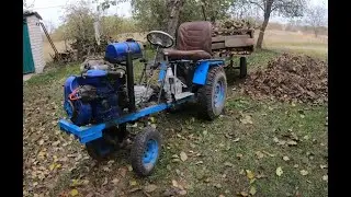 Вивозим сміття саморобним трактором.  Дещо про прицеп