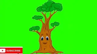 green screen  tree animation and clouds copyright free @green screen& cartoon@