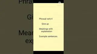 Give up. phrasal verb Meanings Example sentences
